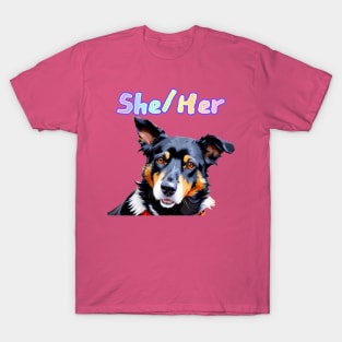Laylah - She/Her Rainbow Text Hot Pink T-Shirt